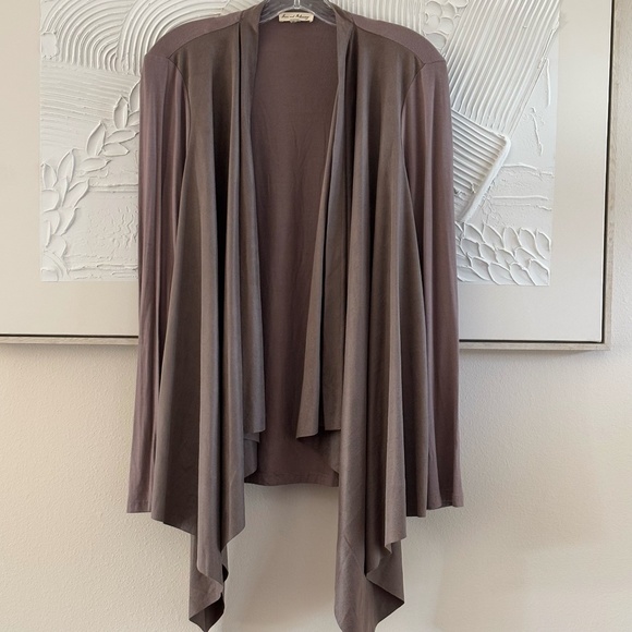 Jane and Delancey Women's Long Sleeve Taupe SZ L Open Waterfall Cardigan - Picture 1 of 9